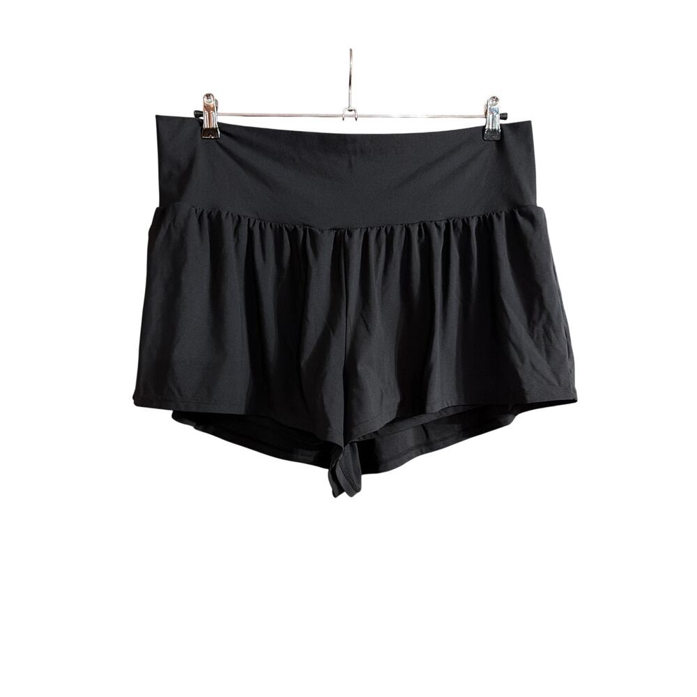 Halara Women's Plus Size 2-Fer Black Active Shorts With Bike Liner Size 2X